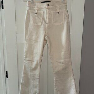 Veronica Beard Carson Ankle Flare Cream Pants, Size 28